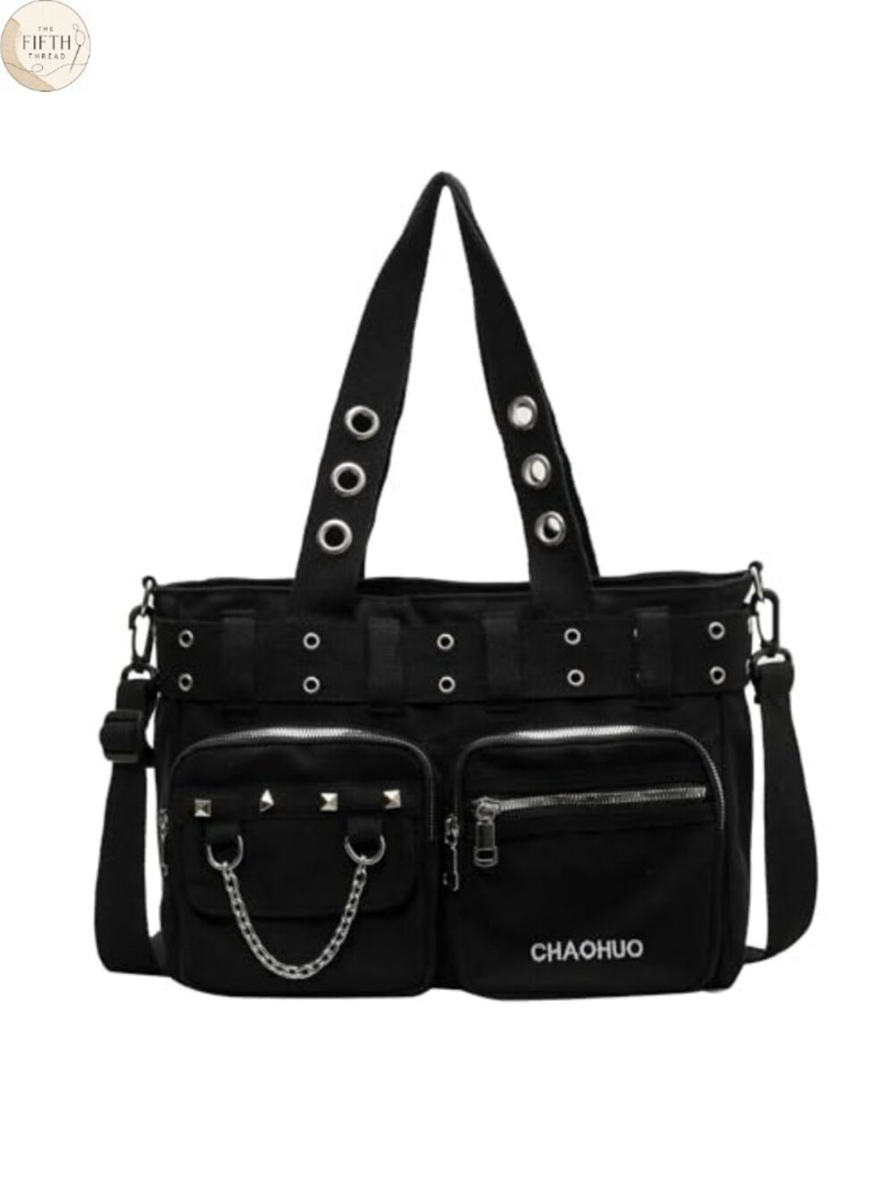 Y2K Gothic Canvas Tote Bag Large Shoulder Bag Satchel for Work Travel